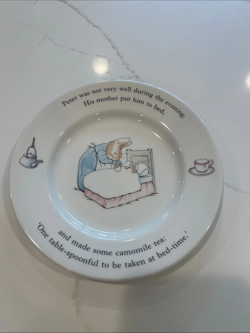 Wedgwood White Children's Peter Rabbit Bedtime Story Plate with Pastel Accents
